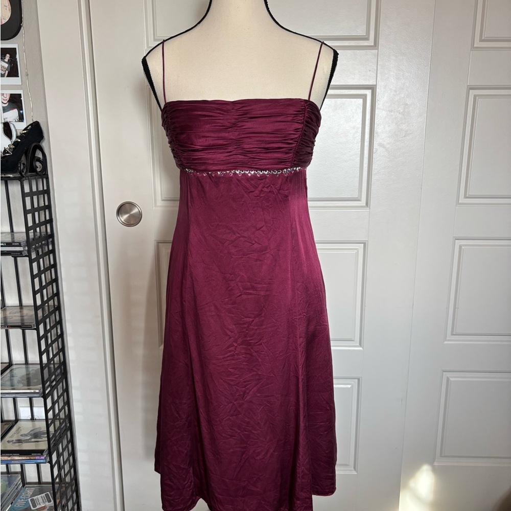 Maggy London Strapless Burgundy Dress